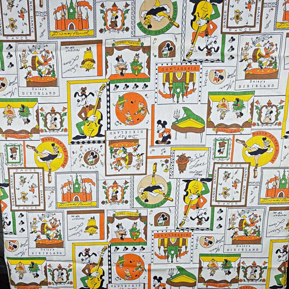 Disney Dixieland Fabric Mickey Minnie Goofy Daisy Theatre Print Cotton